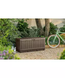 BAULE DA ESTERNO KETER "KENTWOOD" IN RESINA MARRONE EFFETTO LEGNO 350 LT 128X54X59 CM